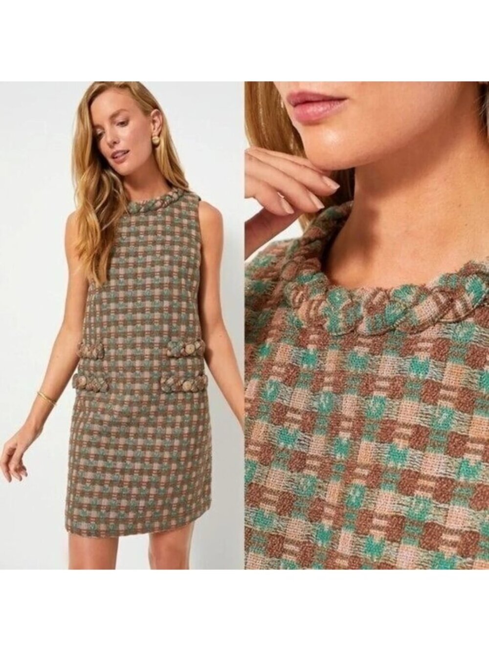 Tuckernuck Brown Neapolitan Tweed Sleeveless Jackie Dress NWT, Size S